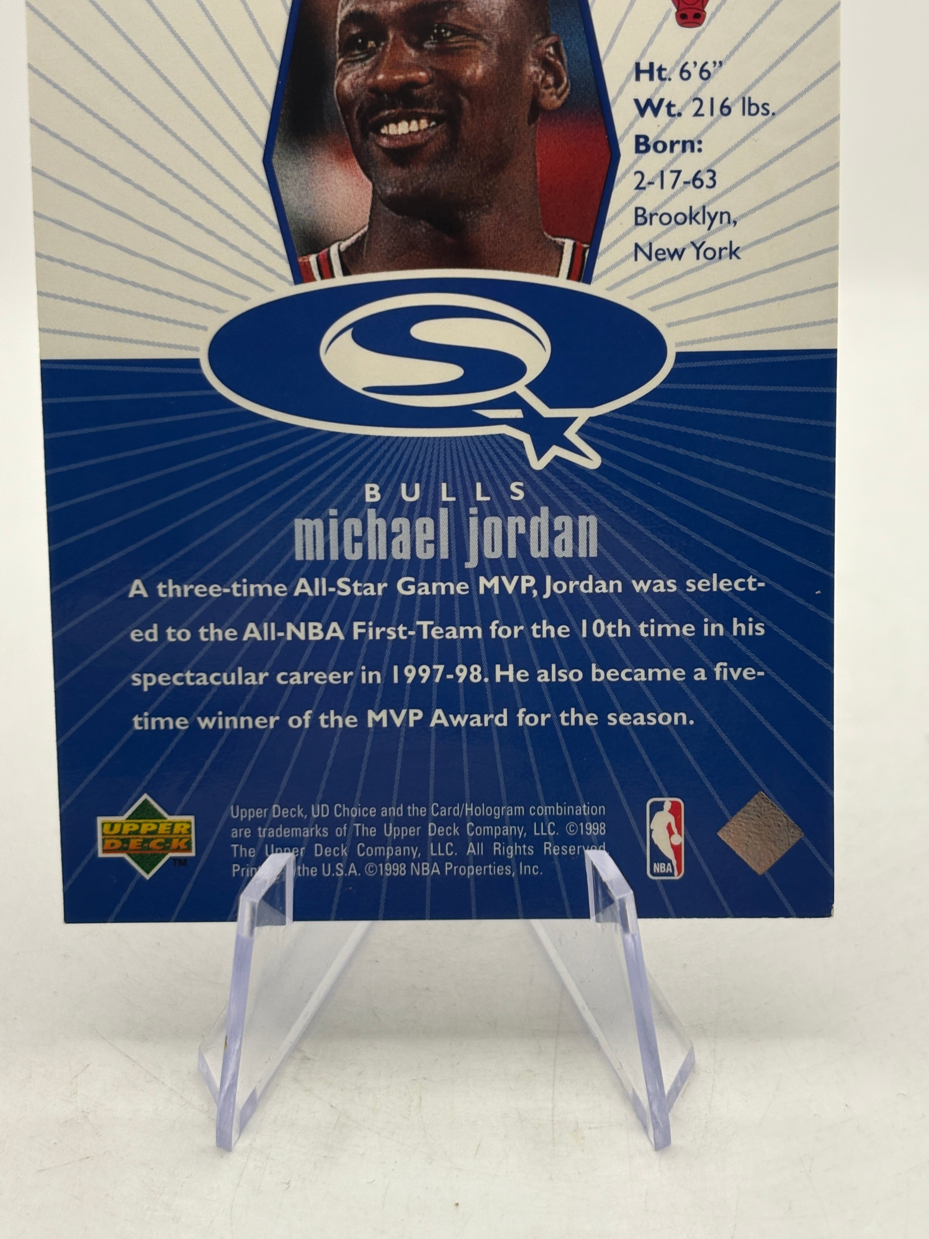 1998-99 Upper Deck Choice Michael Jordan Starquest Blue Insert Card #SQ30 FRENLY BRICKS - Open 7 Days